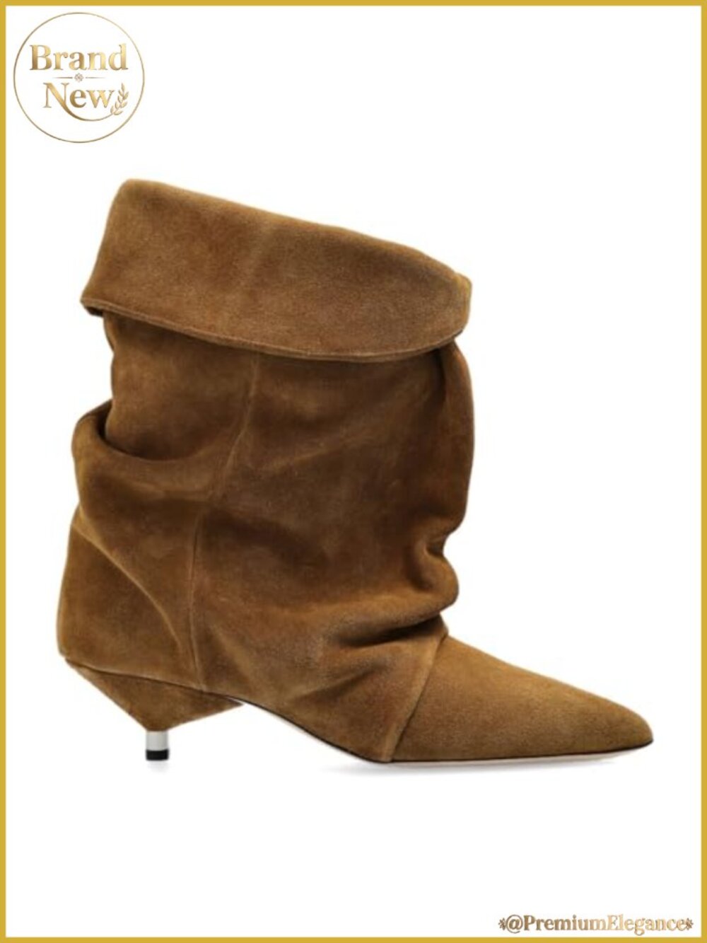 Faux Suede Ankle Boots Kitten Heel Pointed Toe Slip On Western Booties